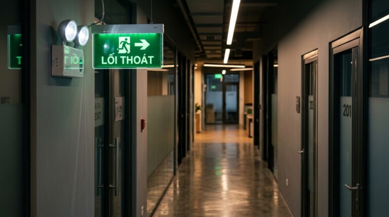 Lắp đặt đèn exit và chiếu sáng sự cố theo tiêu chuẩn hiện hành