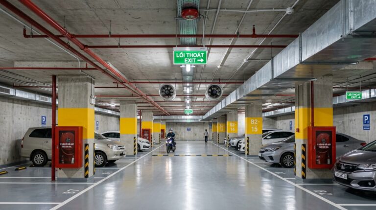 Giải pháp PCCC cho gara, tầng hầm, bãi giữ xe