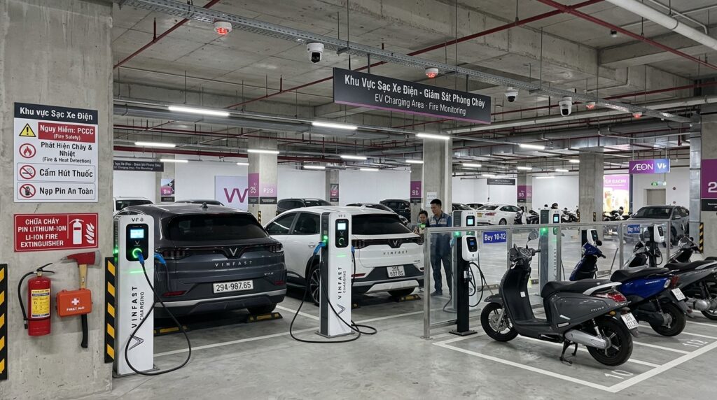 Giải pháp PCCC cho trạm sạc và khu vực có xe điện
