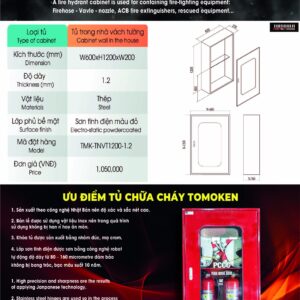 Tủ chữa cháy trong nhà vách tường Tomoken TMK-TNVT1200-1.2