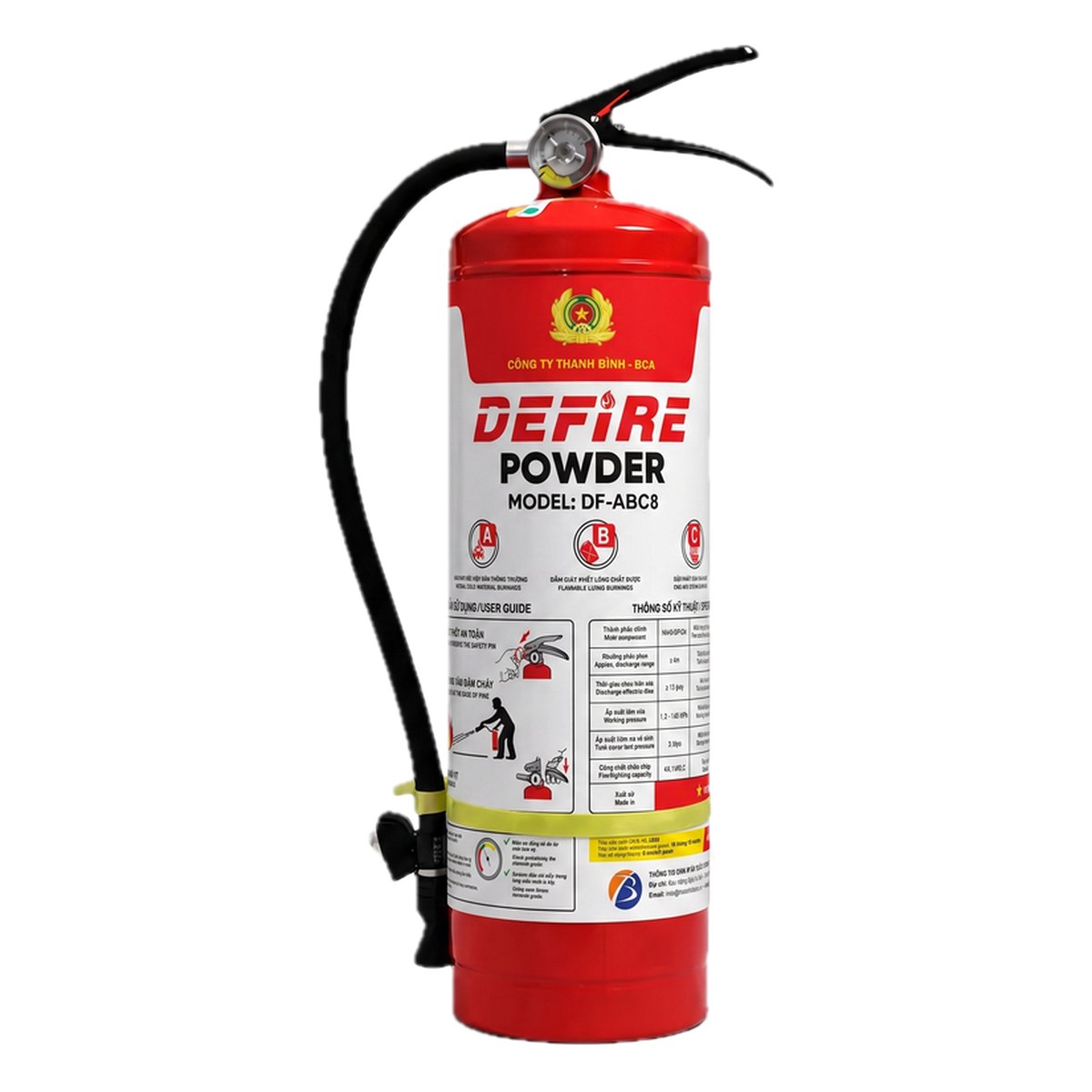 Bình chữa cháy bột ABC 8kg Defire