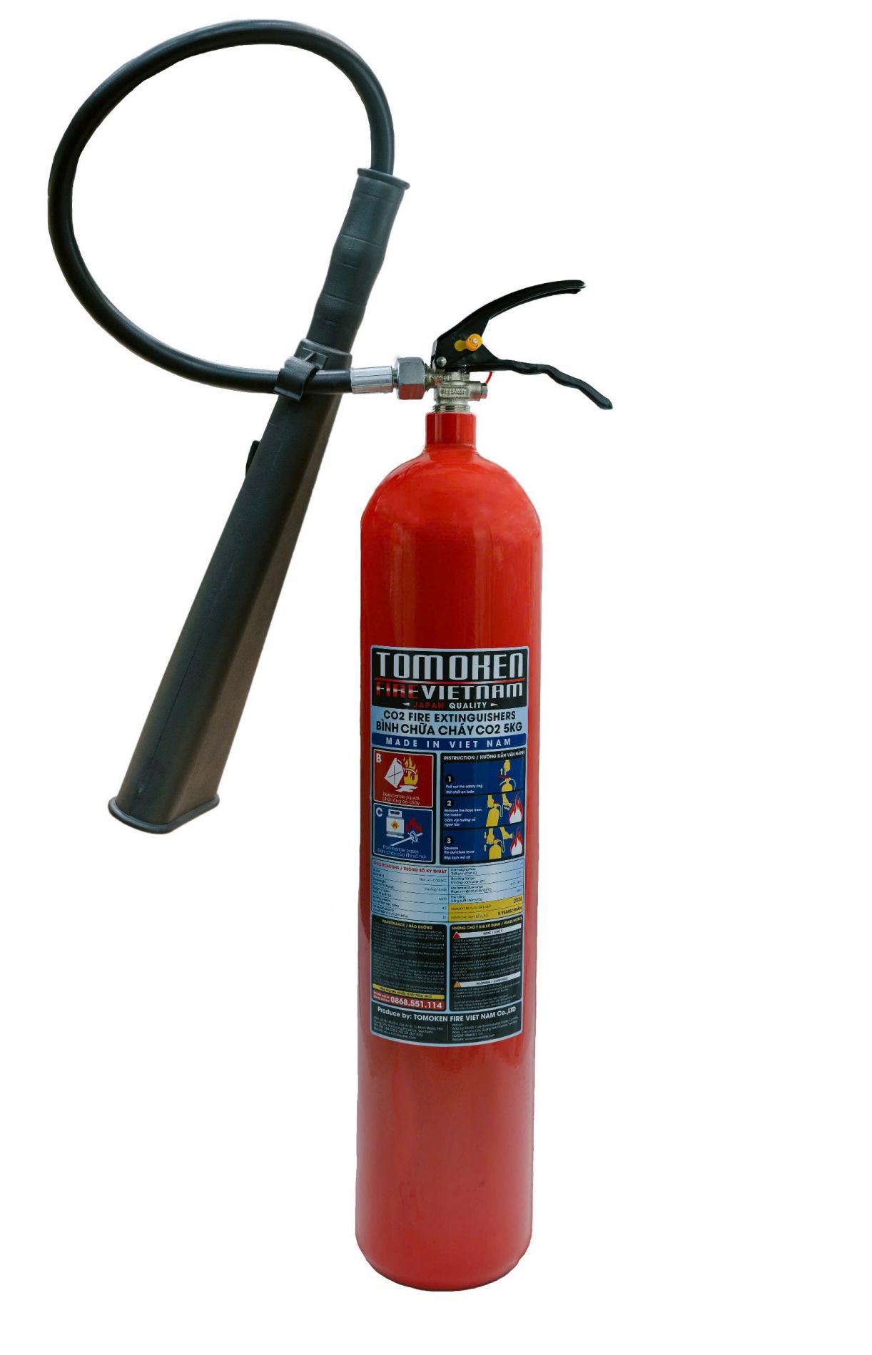 Bình chữa cháy xách tay khí CO2 5kg Tomoken