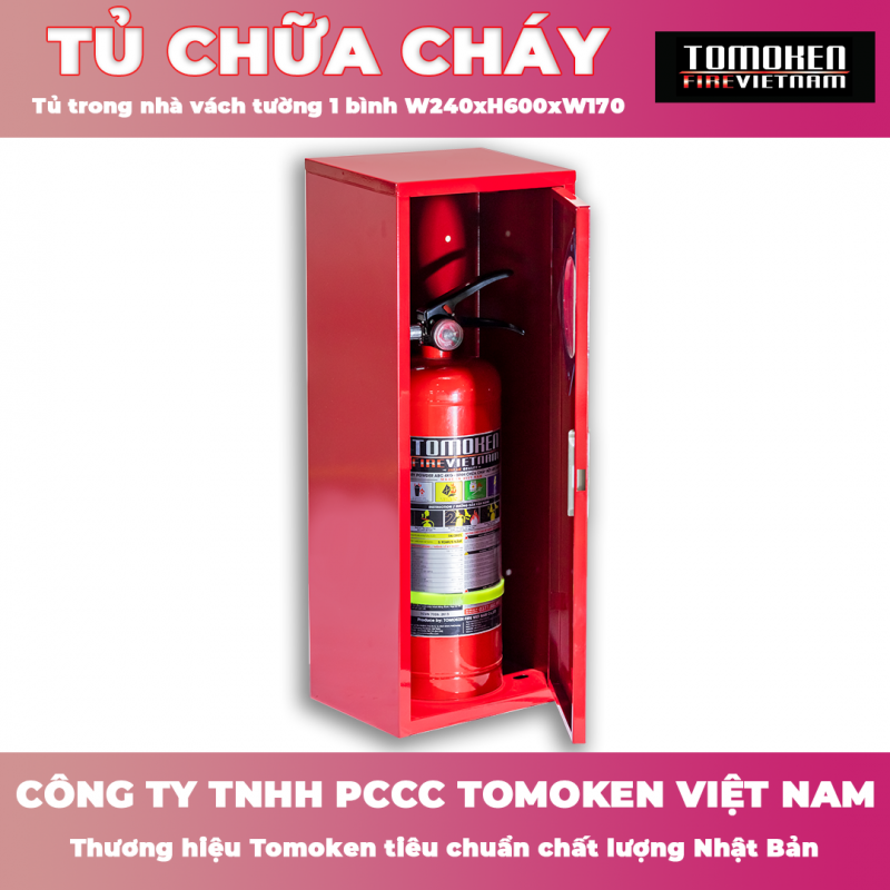 Tủ chữa cháy vách tường 1 bình Tomoken TMK-VT1B-0.6
